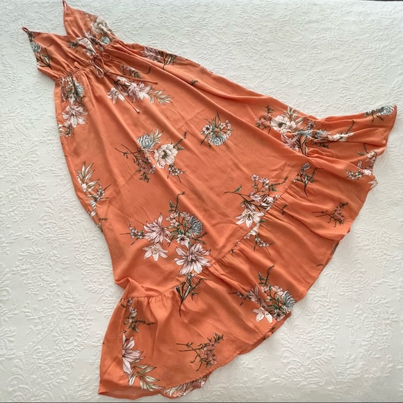 NWOT Lulus Endless Vacay Orange Floral Print Surplice Maxi Dress - Picture 2 of 9